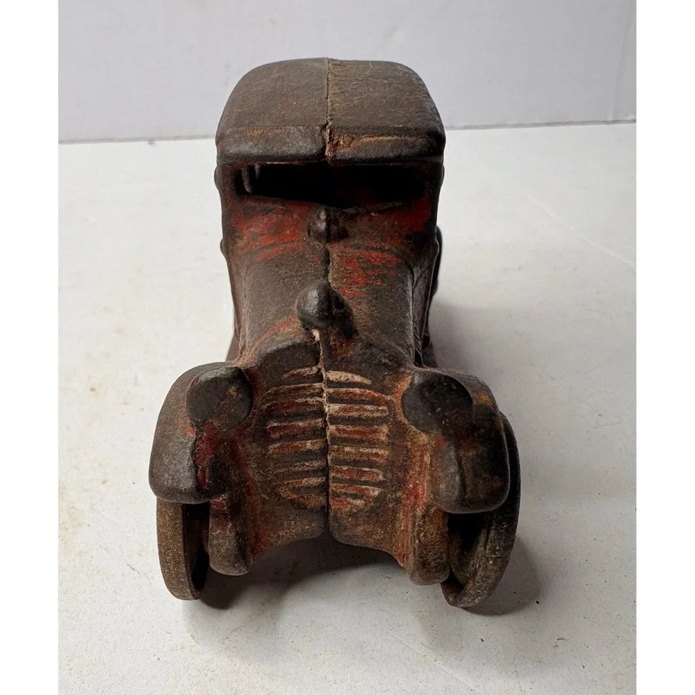 Antique Cast Iron Sedan Toy Car Red Original Paint 4 Inch Vtg 1920s Hubley Style